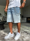 Vintage Deep Fade Denim Shorts - Blue