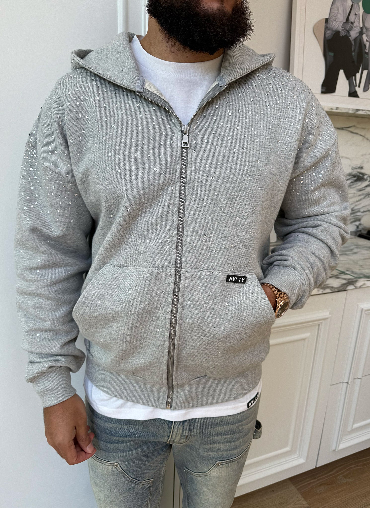 Vintage Flooded VVS Zip Hoodie - Grey