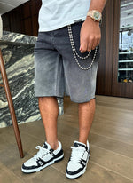 Vintage Deep Fade Denim Shorts - Black