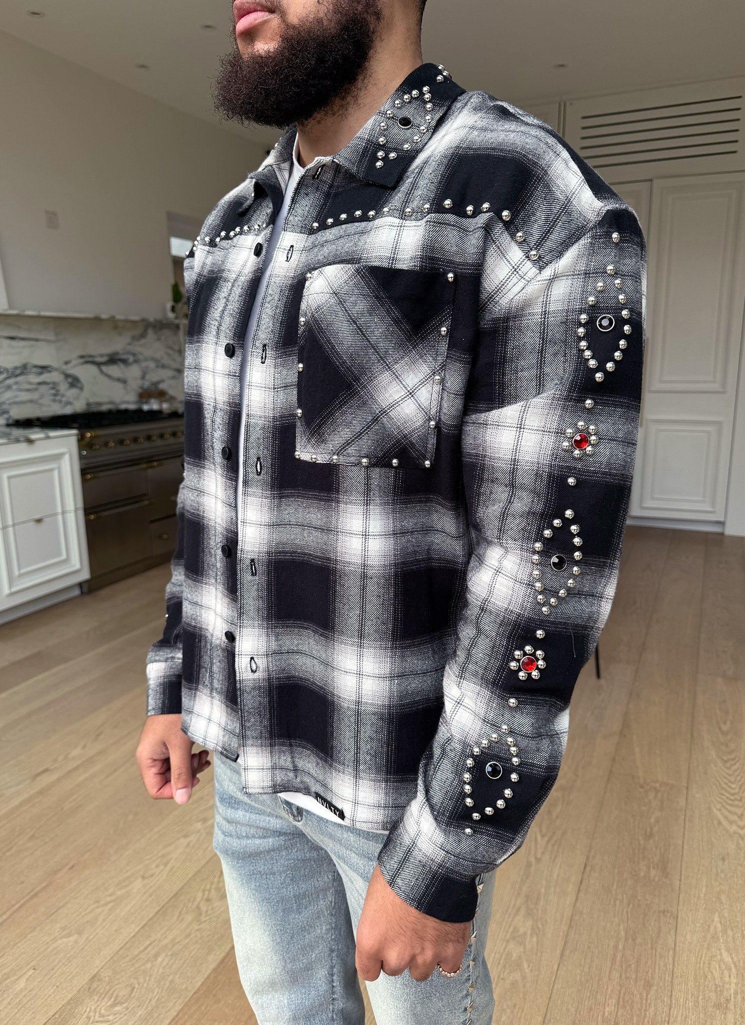Vintage Studded Flannel - Black