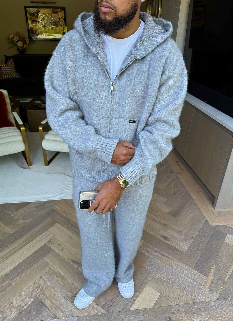 Mohair Zip Hoodie - Grey