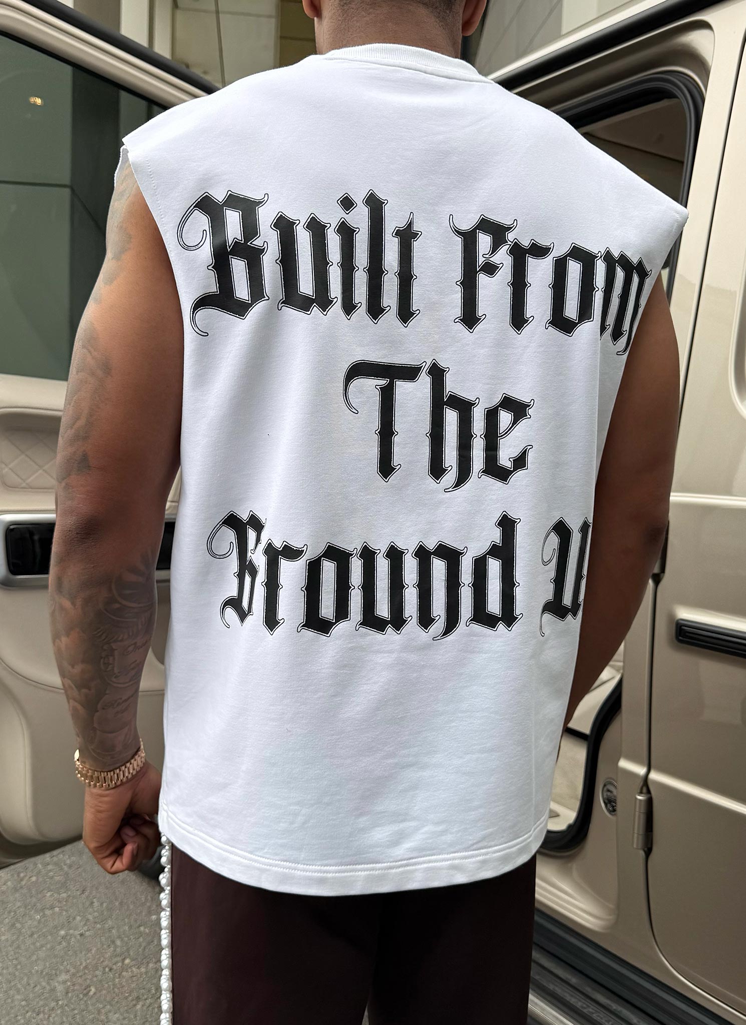 Members Arc Sleeveless T-Shirt - White – N V L T Y
