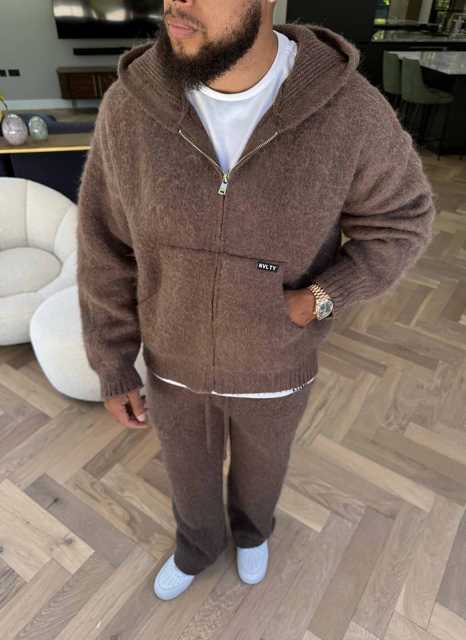 Mohair Zip Hoodie - Brown – N V L T Y Mohair Zip Hoodie - Brown – N V L T Y