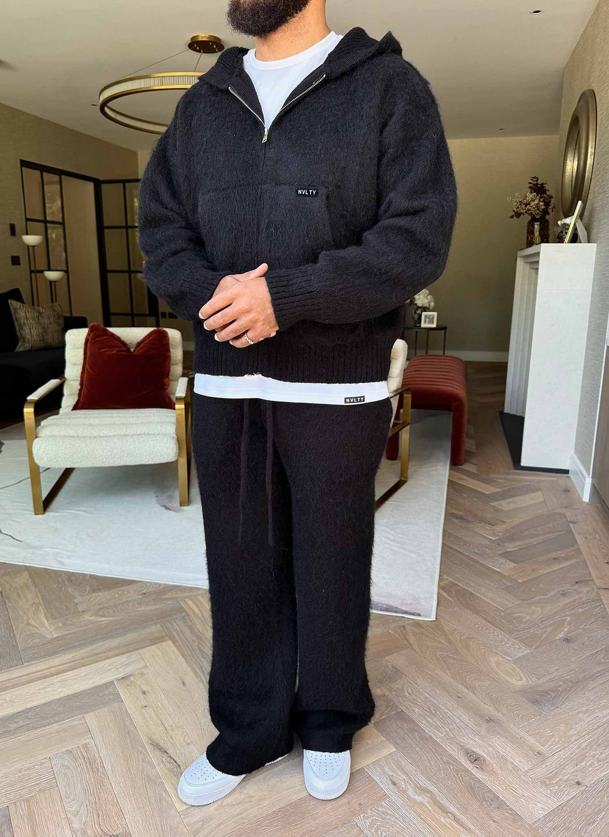 Mohair Zip Hoodie - Black