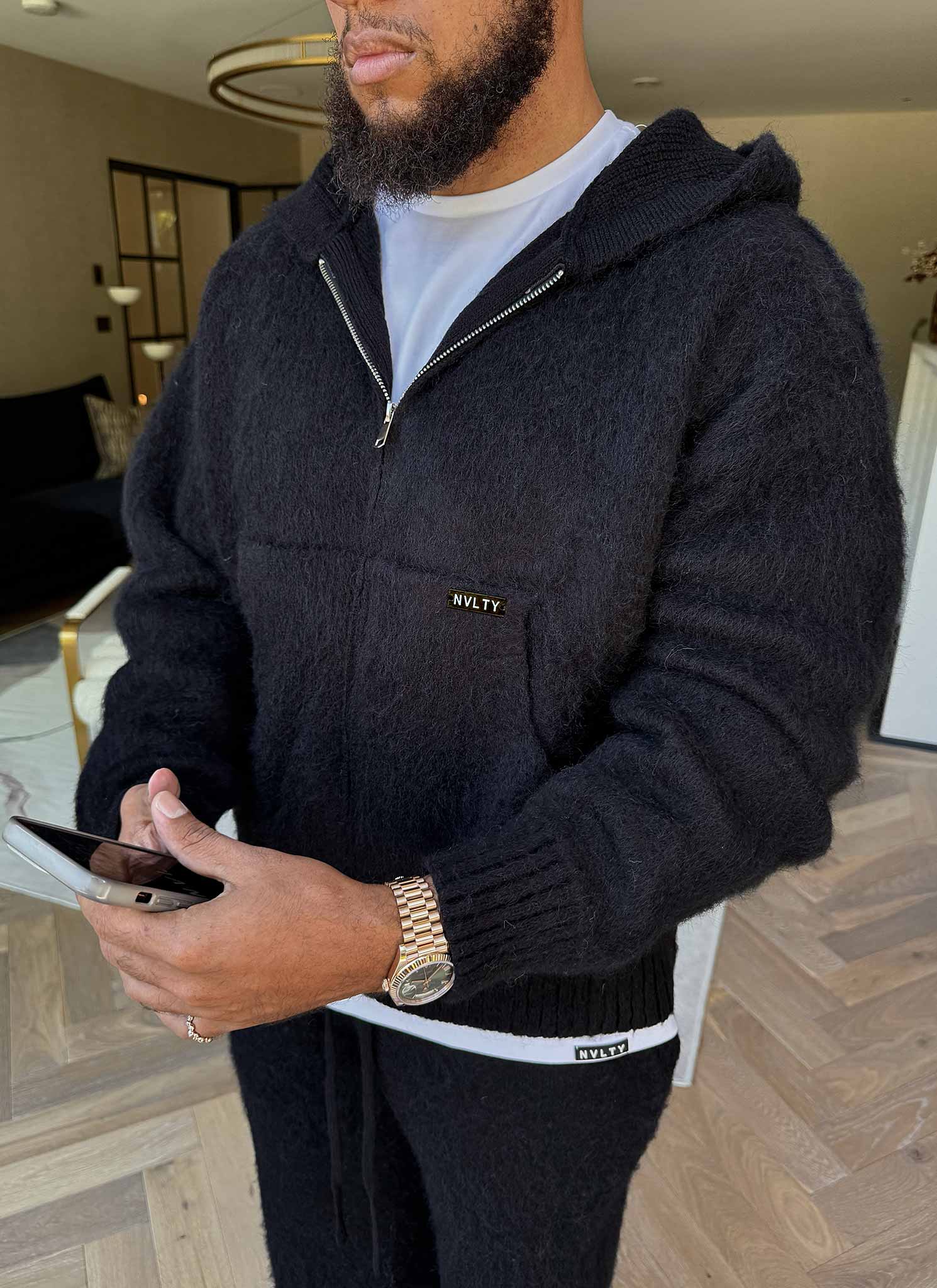 Mohair Zip Hoodie - Black – N V L T Y