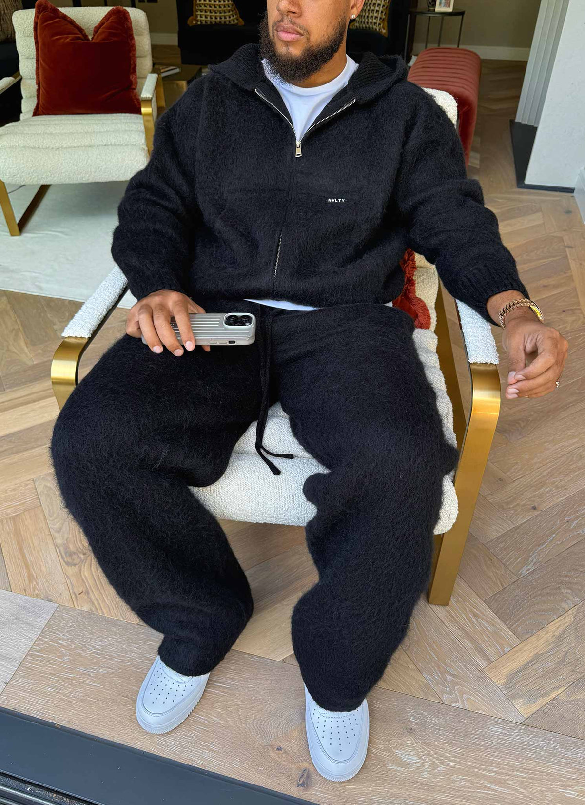 Mohair Zip Hoodie - Black