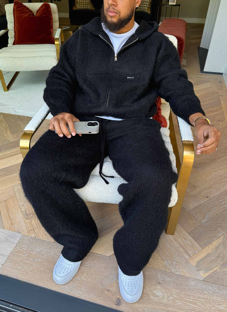 Mohair Zip Hoodie - Black
