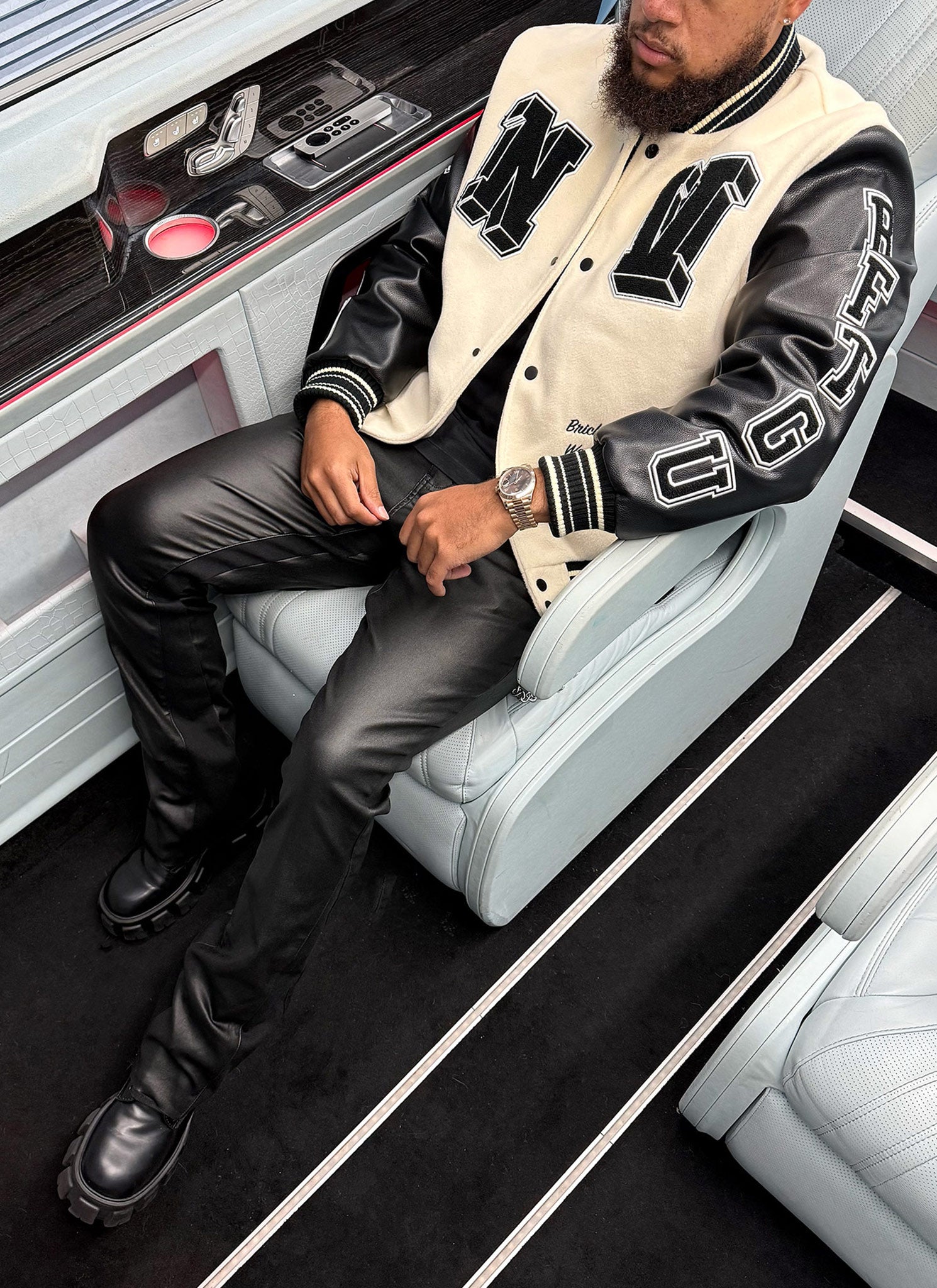 Built From The Ground Up Varsity Jacket - Ivory