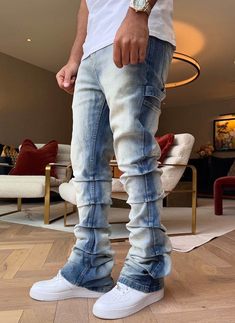 Vintage Flare Tacked Jeans - Blue