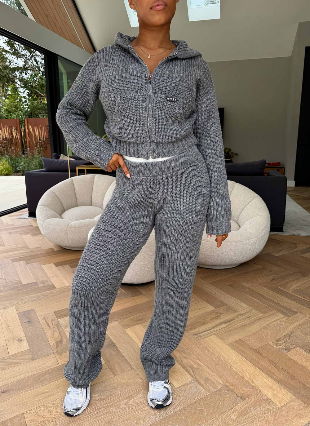 Heavyweight Knitted Joggers - Grey
