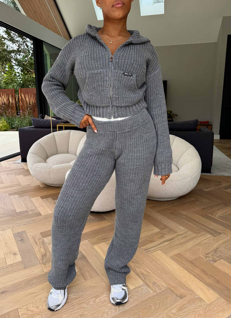 Heavyweight Knitted Joggers - Grey