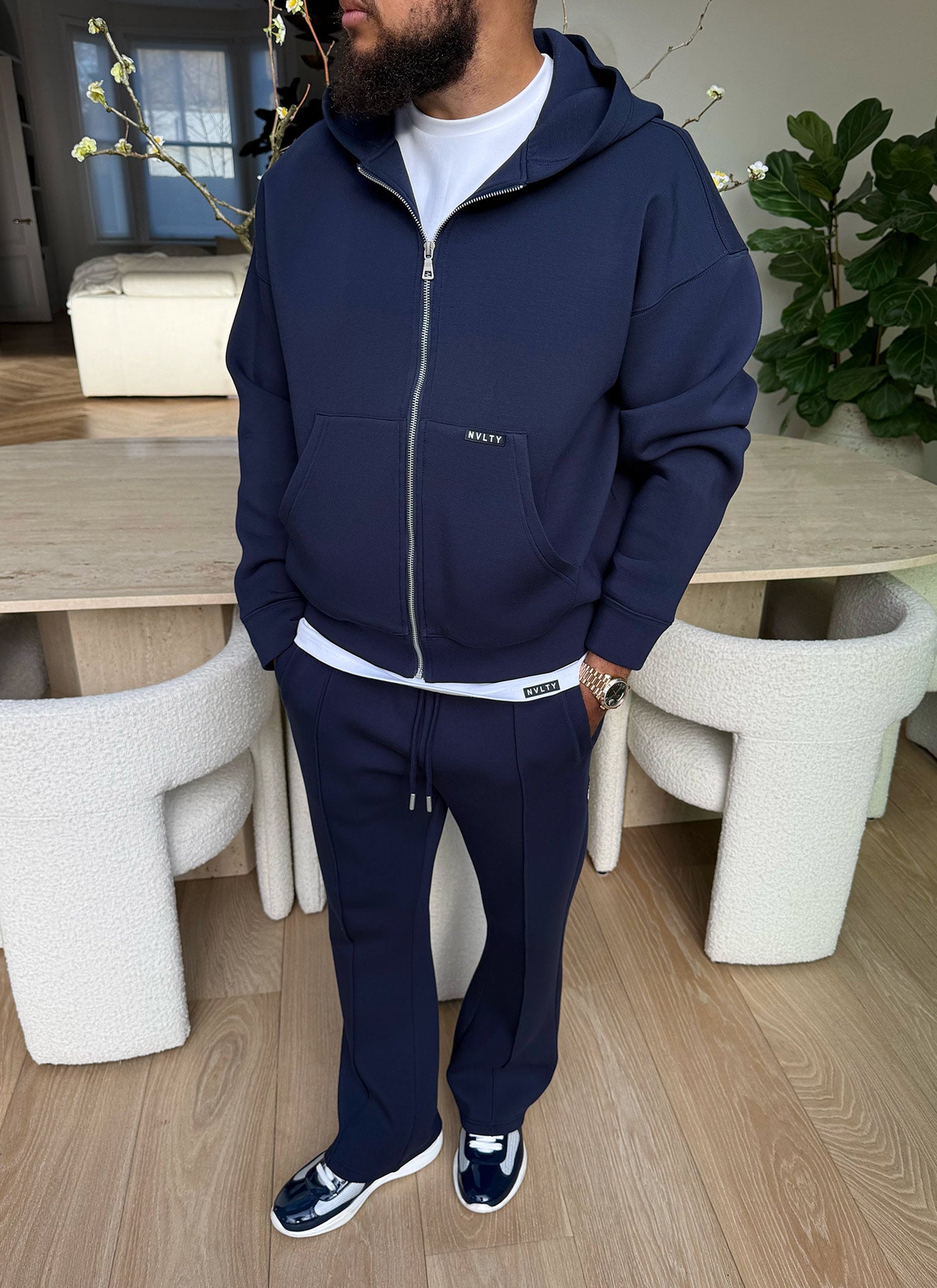 Scuba Structured Zip Hoodie - Navy