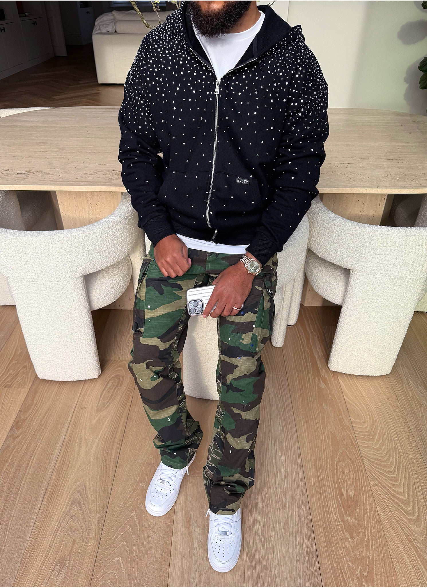 Vintage Flooded VVS Zip Hoodie - Black