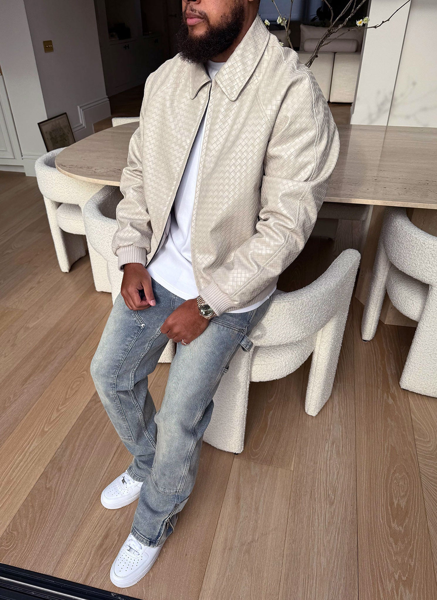 Interlock Aviator Jacket - Ivory