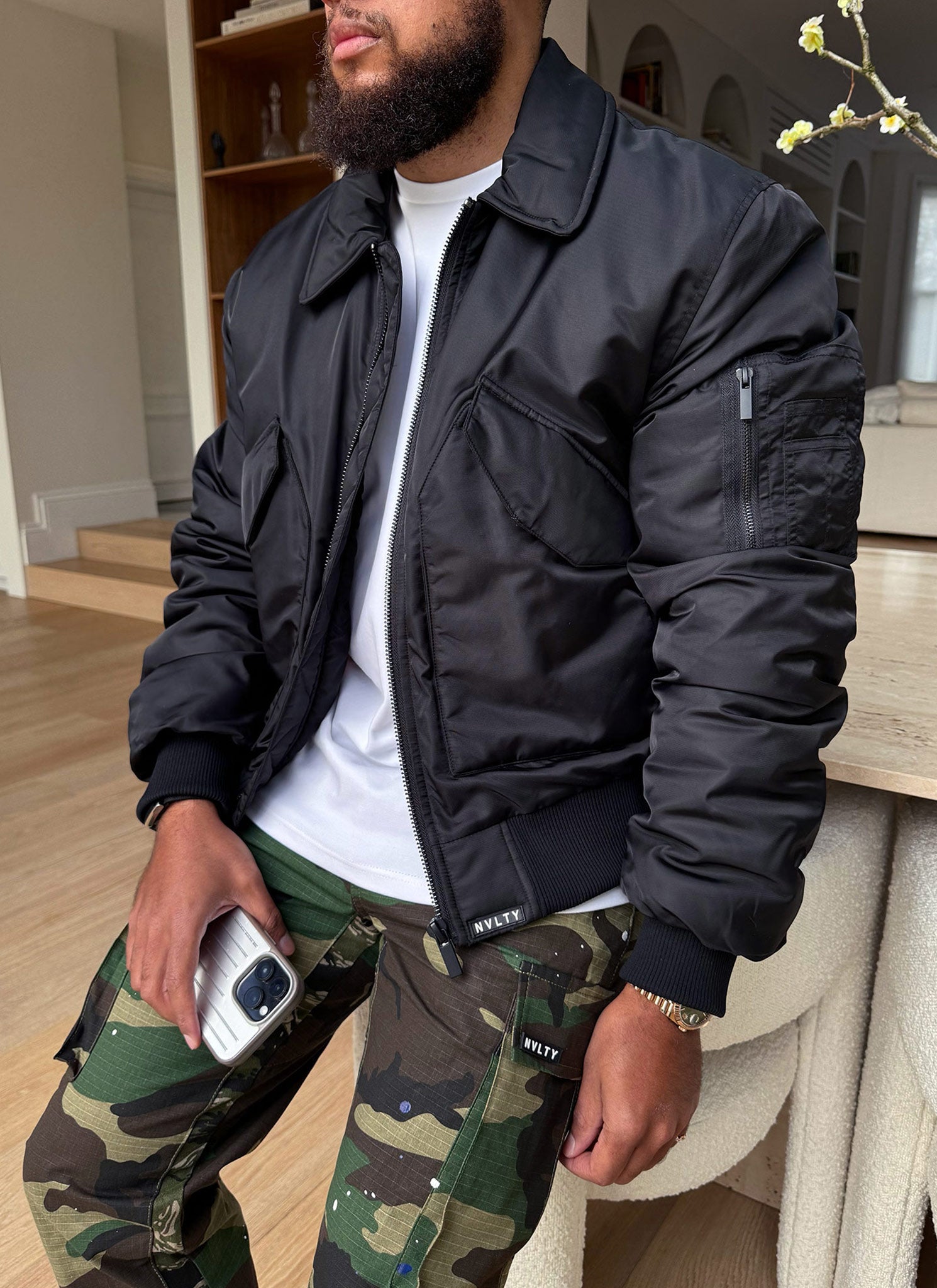 Aviator Flight Jacket - Black