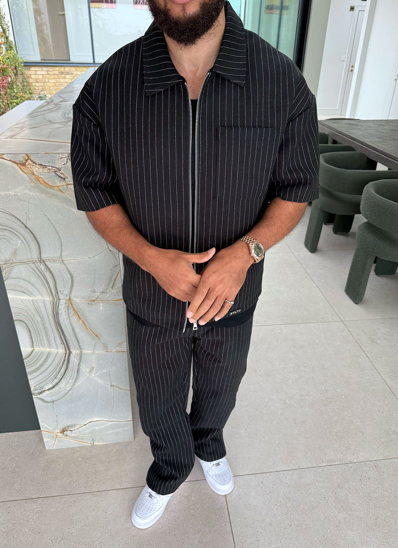 Heavyweight Pinstripe Shirt - Black