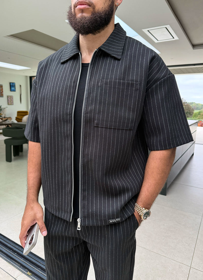 Heavyweight Pinstripe Shirt - Black