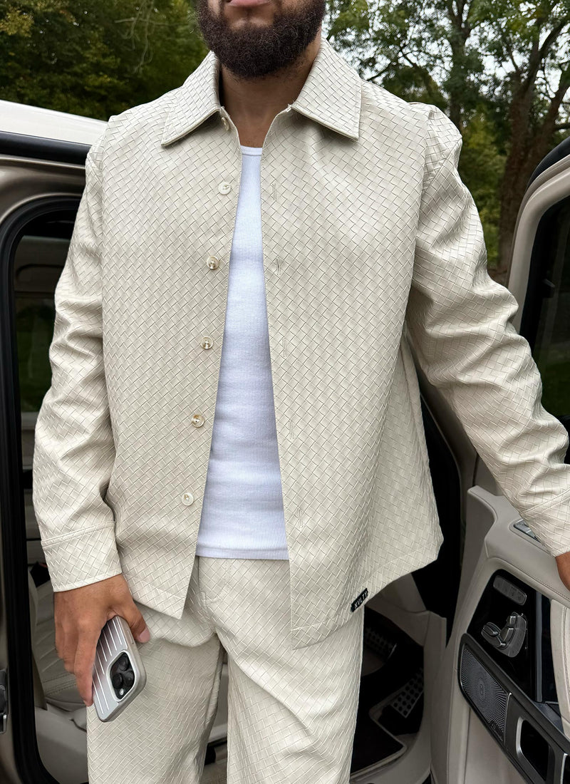 Leather Interlock Pants - Ivory