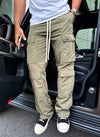 Nylon Double Pocket Cargo Pants - Khaki