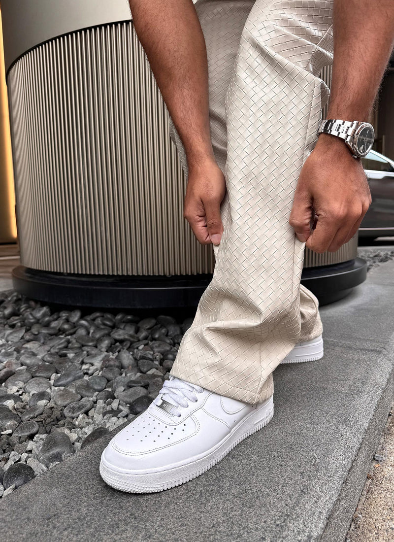 Leather Interlock Pants - Ivory