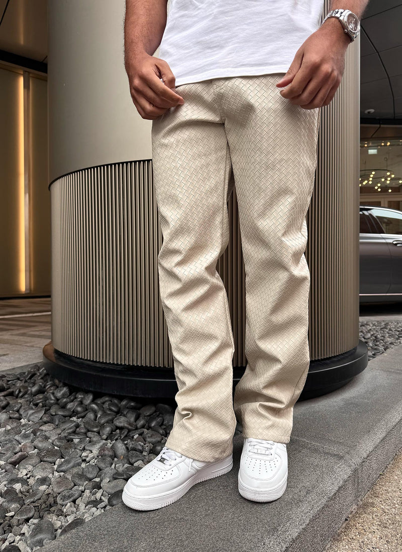 Leather Interlock Pants - Ivory