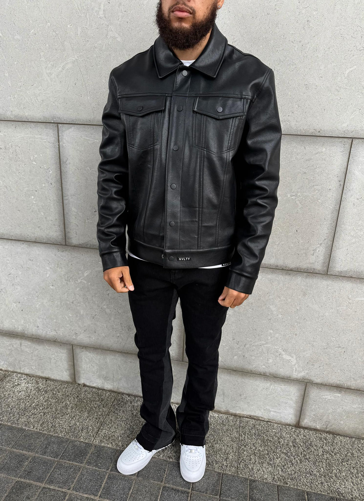 Leather Trucker Jacket - Black