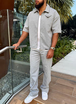Twill Pleat Pants - Grey
