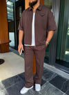 Twill Pleat Pants - Brown
