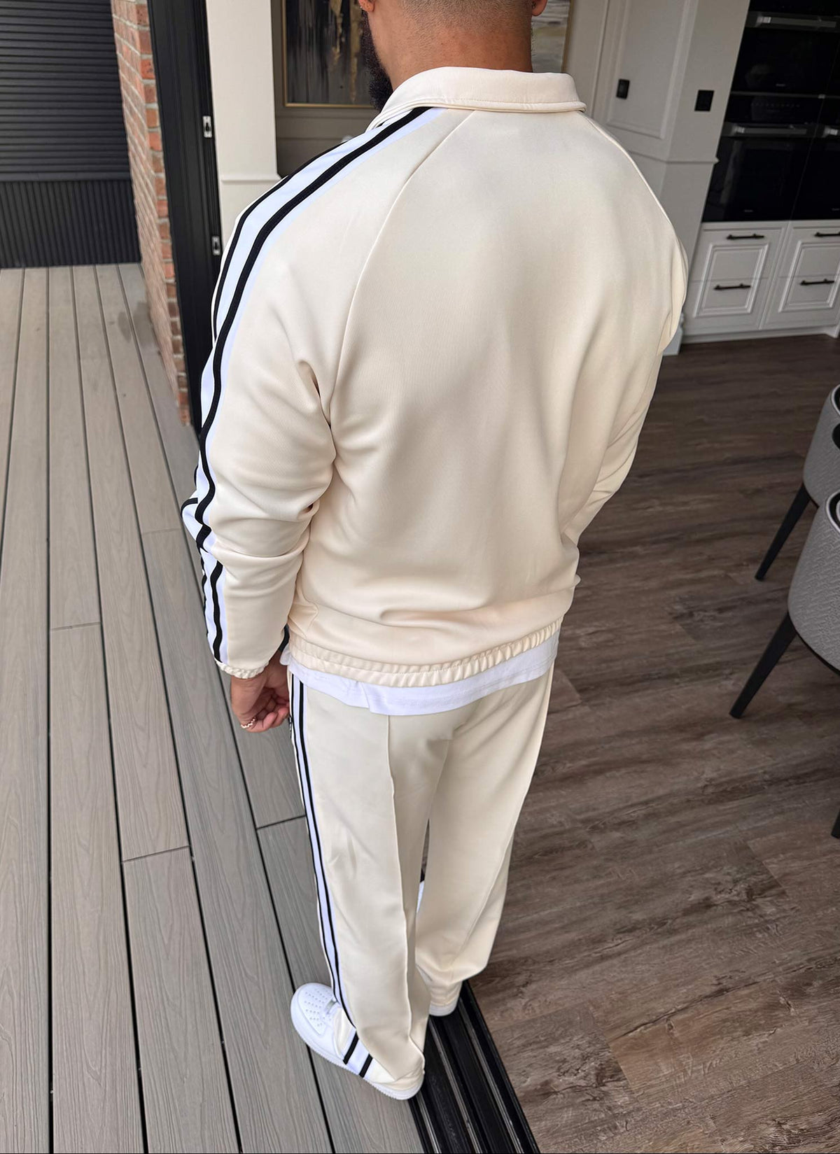Panelled Luxe Track Jacket - Ivory