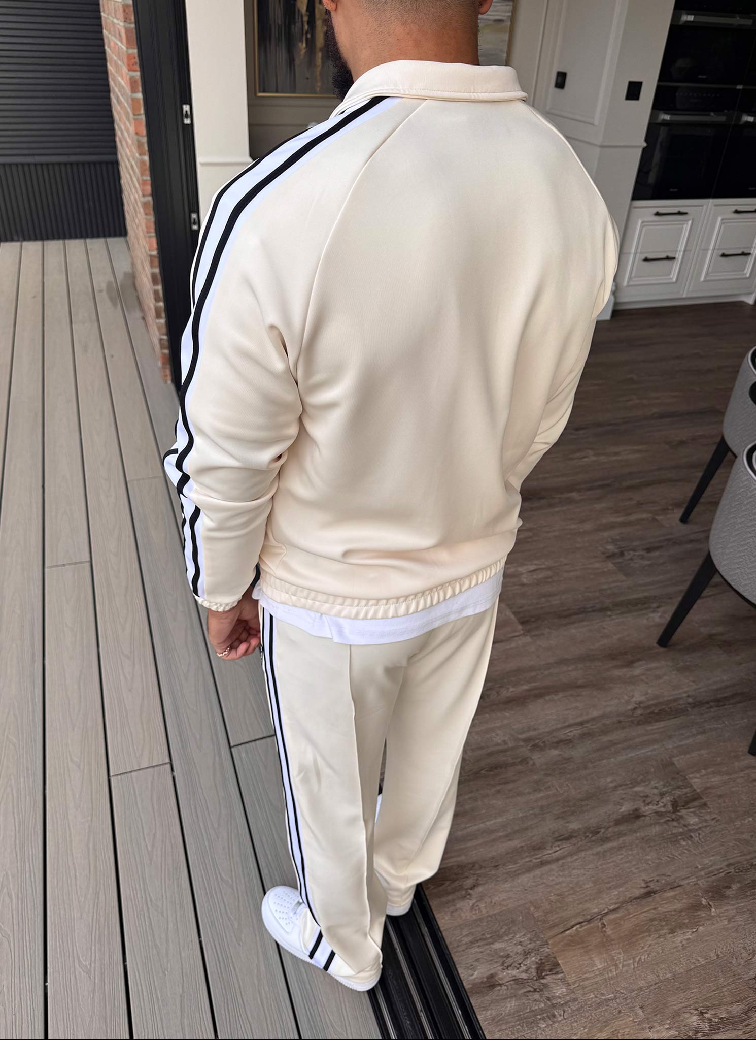 Panelled Luxe Track Jacket - Ivory