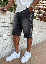 Vintage Studded Denim Shorts - Black