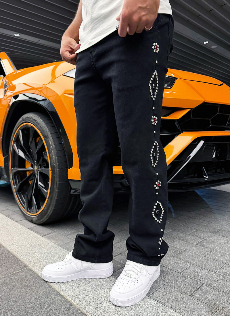 Vintage Studded Jeans - Black