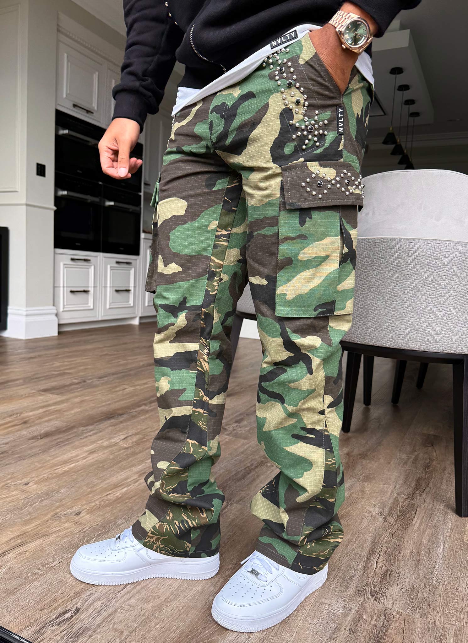 Vintage Flare Studded Cargos - Camo