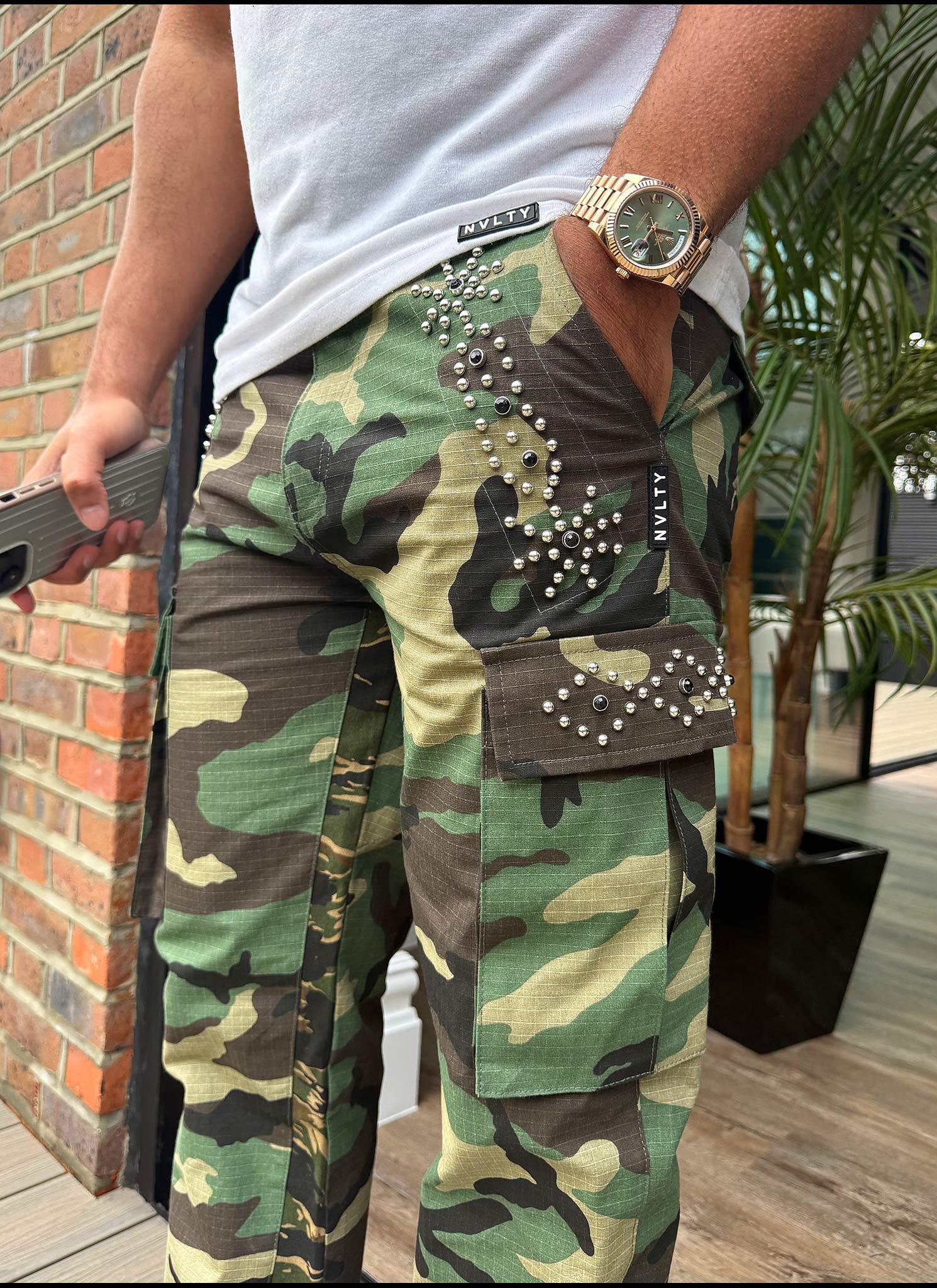 Vintage Flare Studded Cargos - Camo