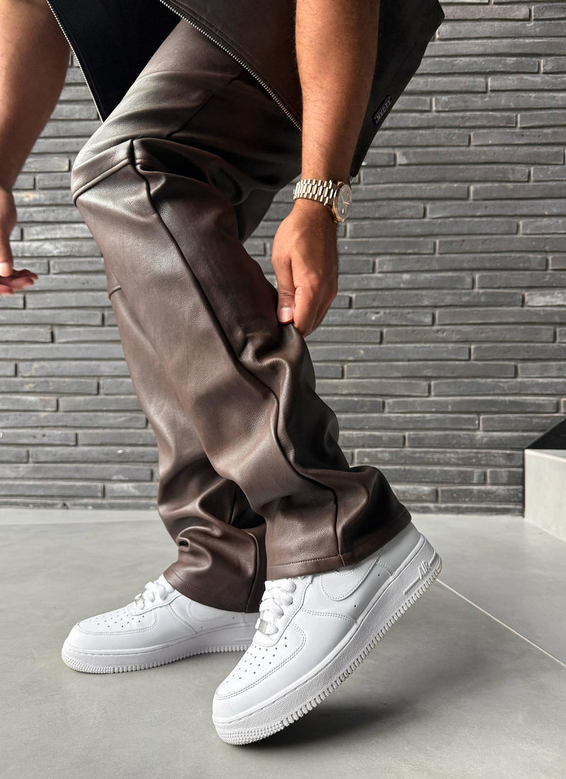 Vintage Heavyweight Leather Pants - Brown