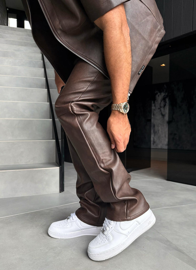Vintage Heavyweight Leather Pants - Brown