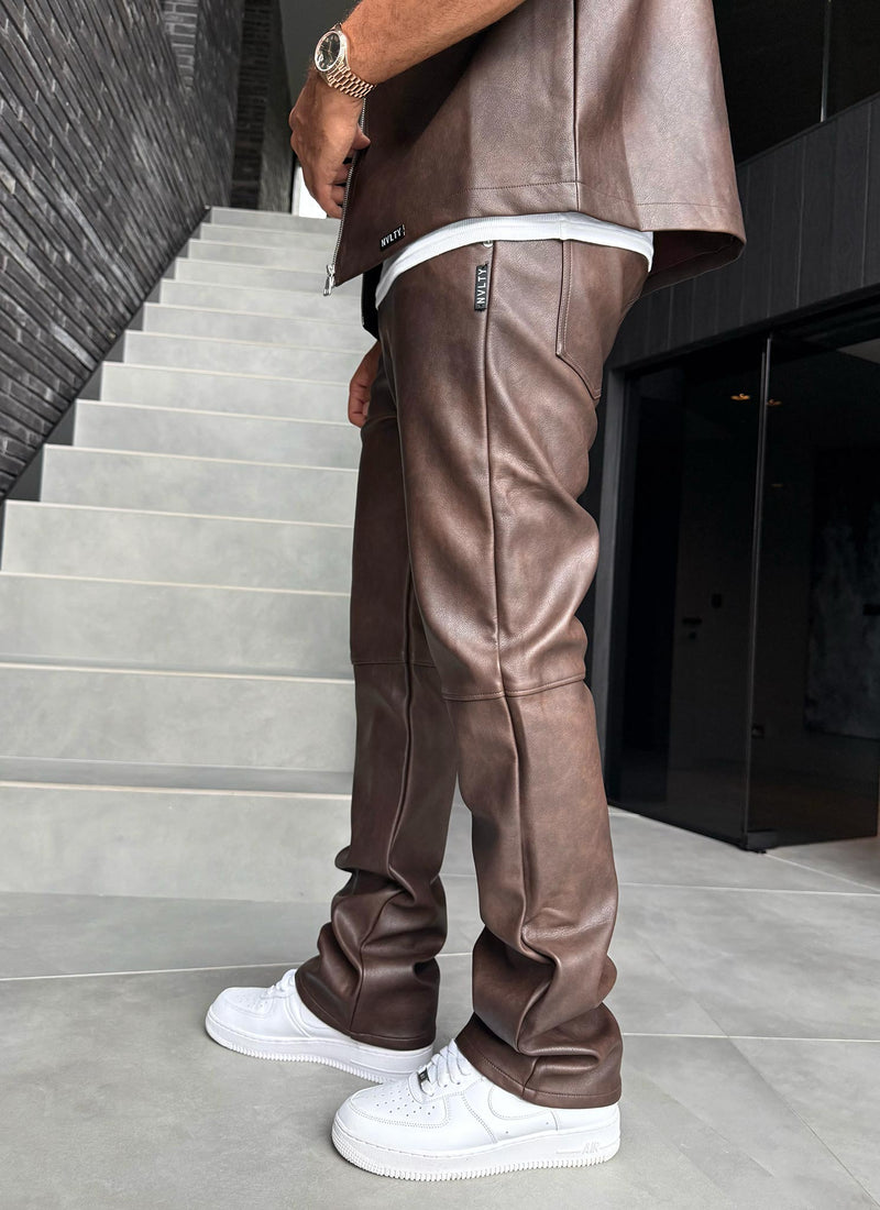 Vintage Heavyweight Leather Pants - Brown