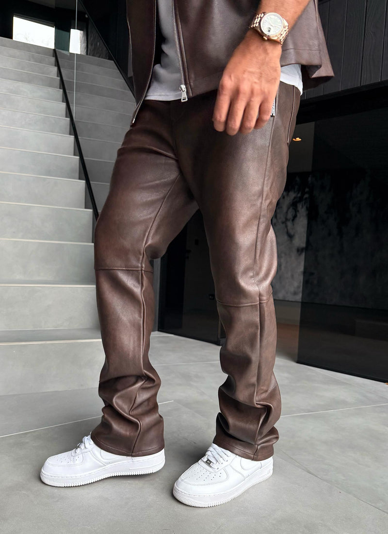 Vintage Heavyweight Leather Pants - Brown