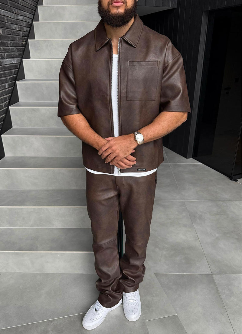 Vintage Heavyweight Leather Pants - Brown