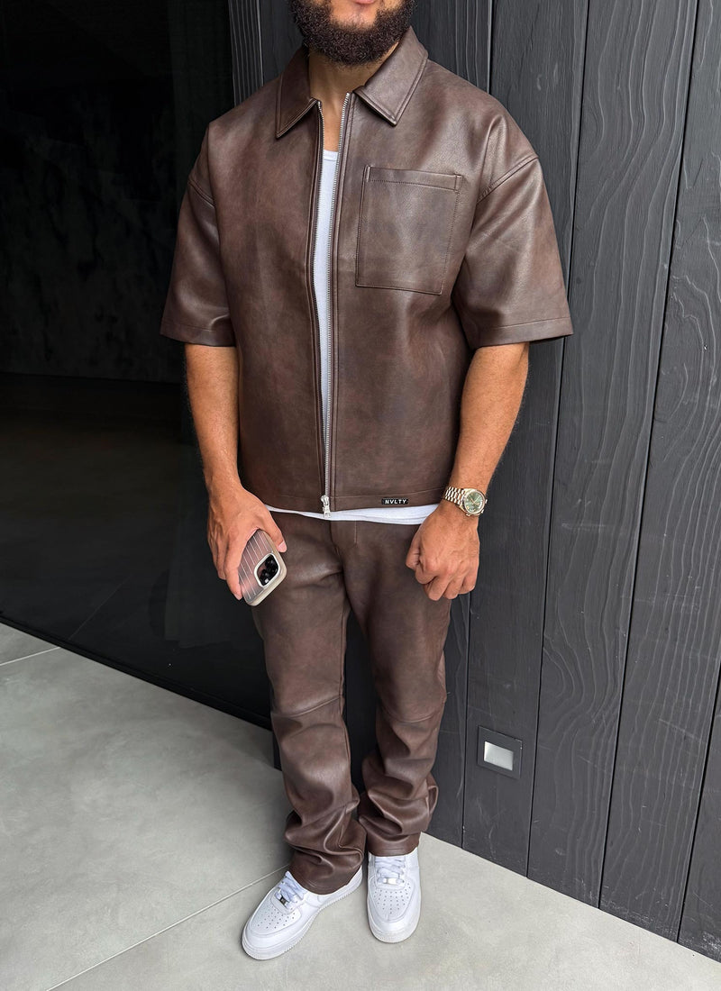 Vintage Heavyweight Leather Shirt - Brown