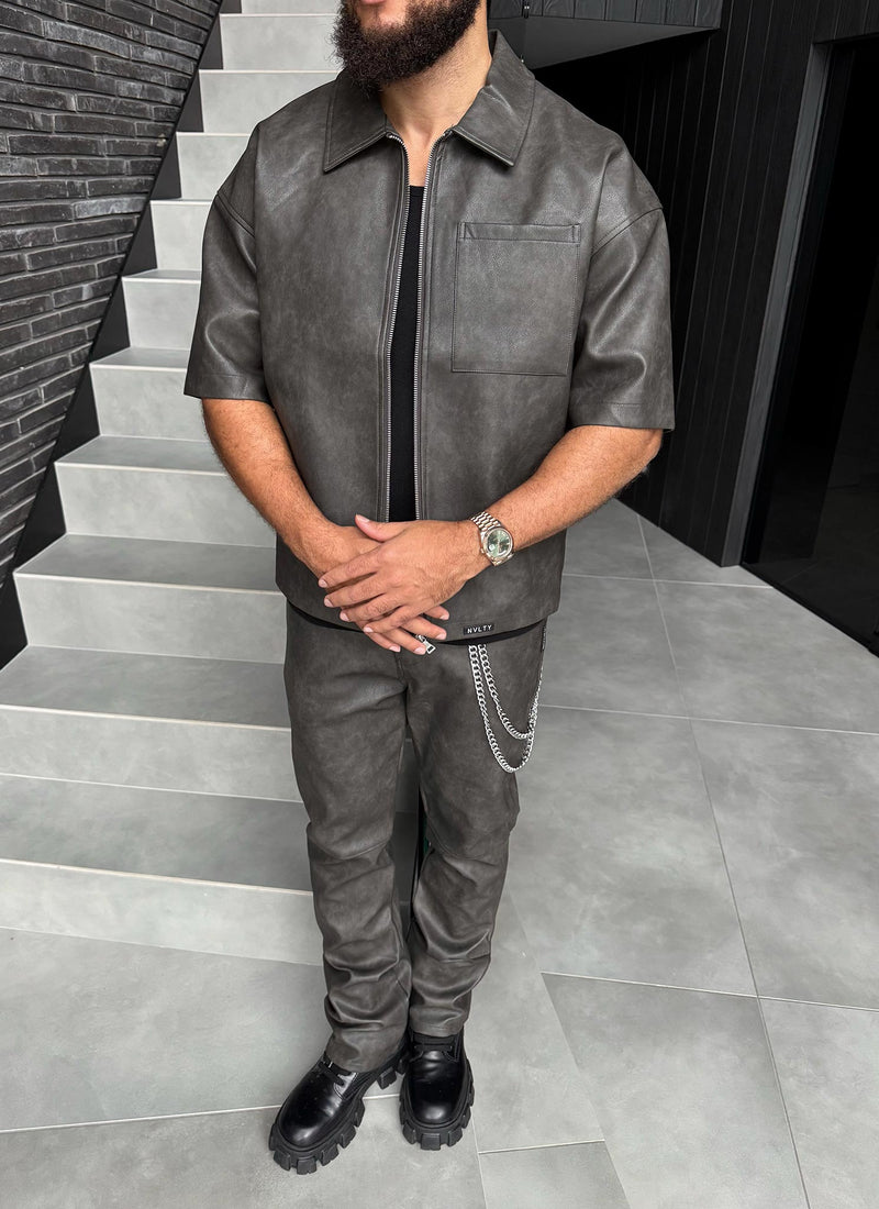 Vintage Heavyweight Leather Shirt - Black