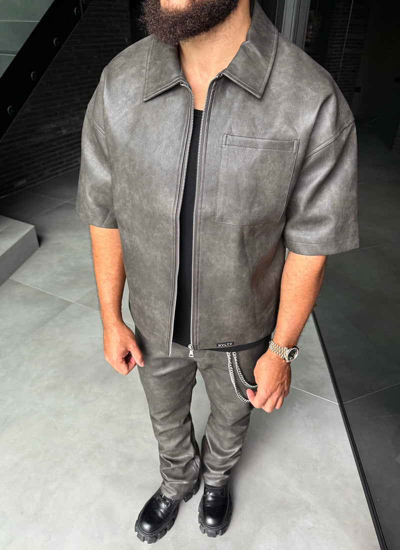 Vintage Heavyweight Leather Shirt - Black