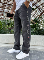 Vintage Studded Jeans - Grey