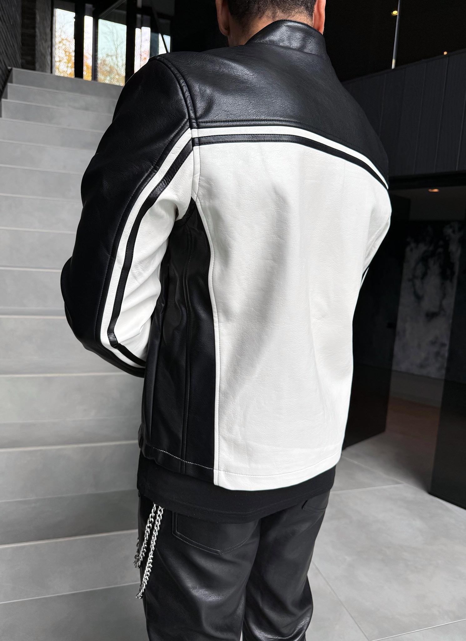 Moto Racer Biker Jacket - Black/Ivory – N V L T Y