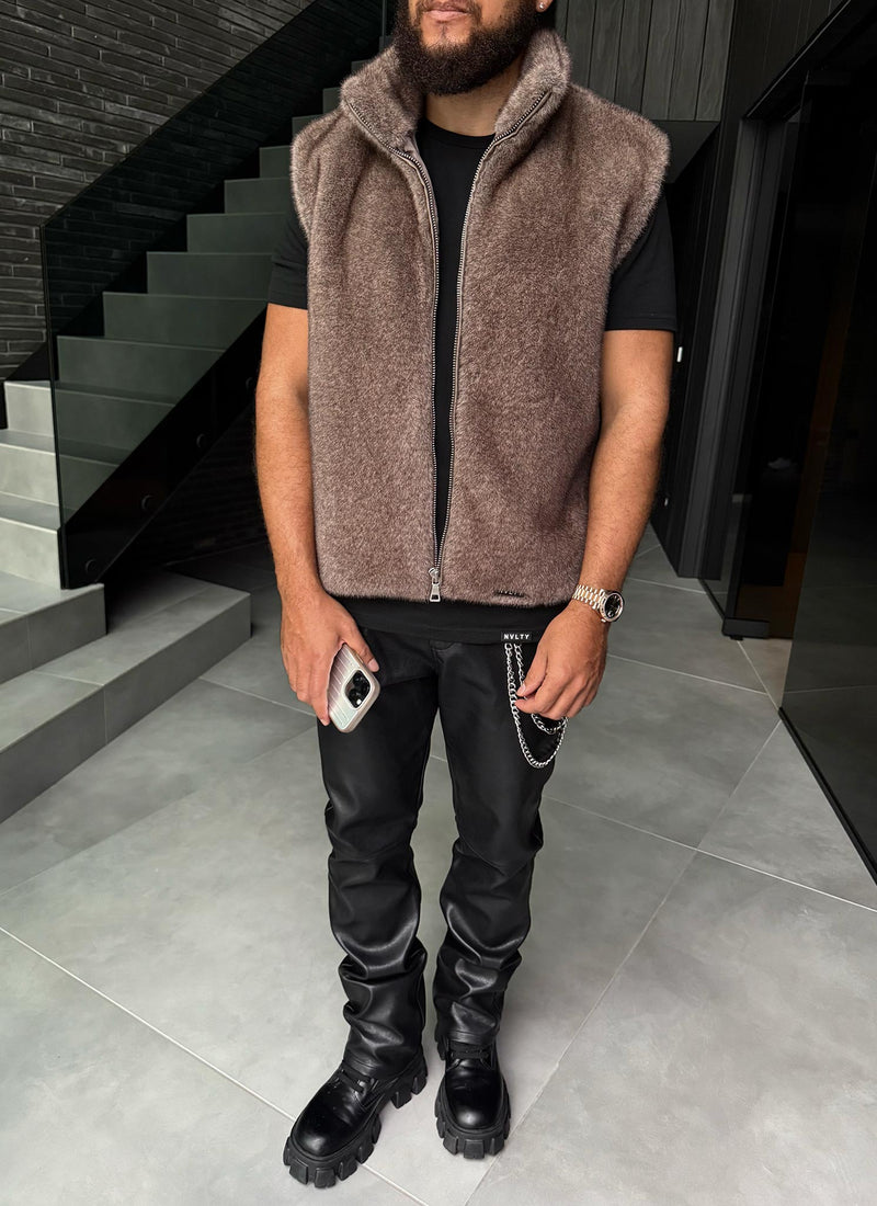 Fur Vest - Taupe