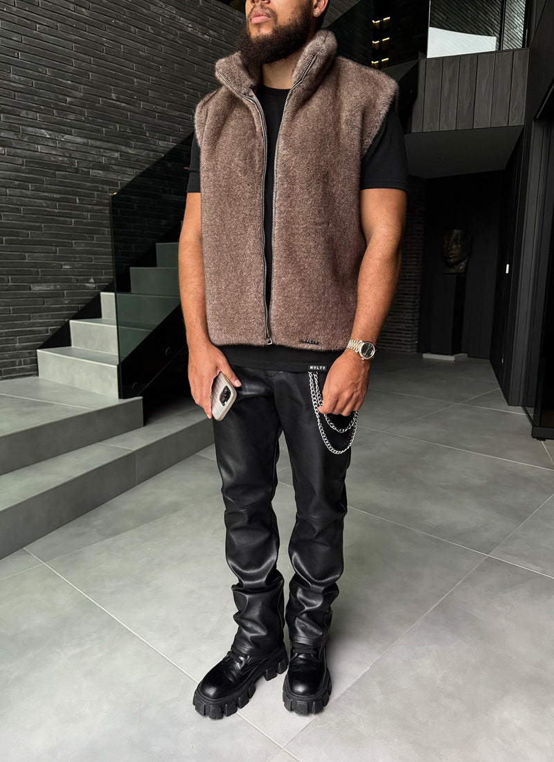 Fur Vest - Taupe