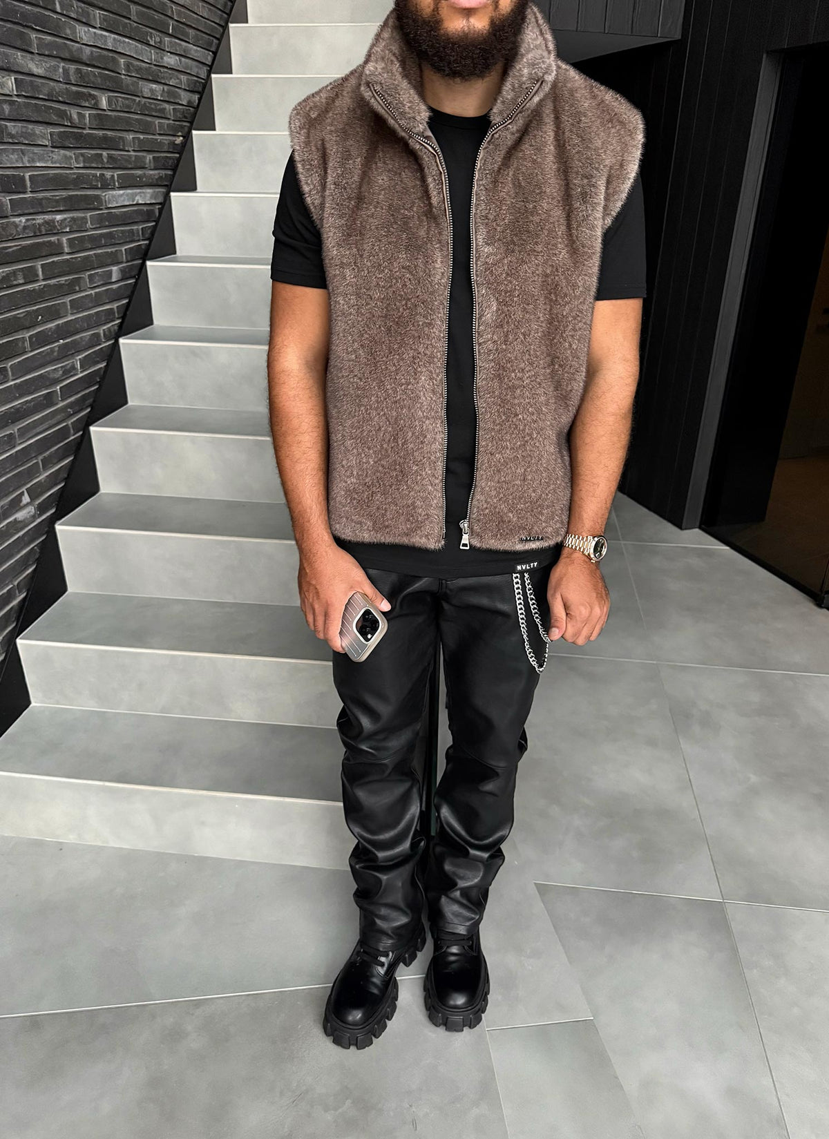 Fur Vest - Taupe