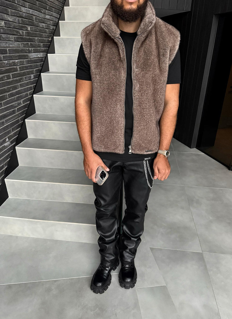 Fur Vest - Taupe