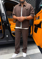 Twill Pleat Pants - Brown