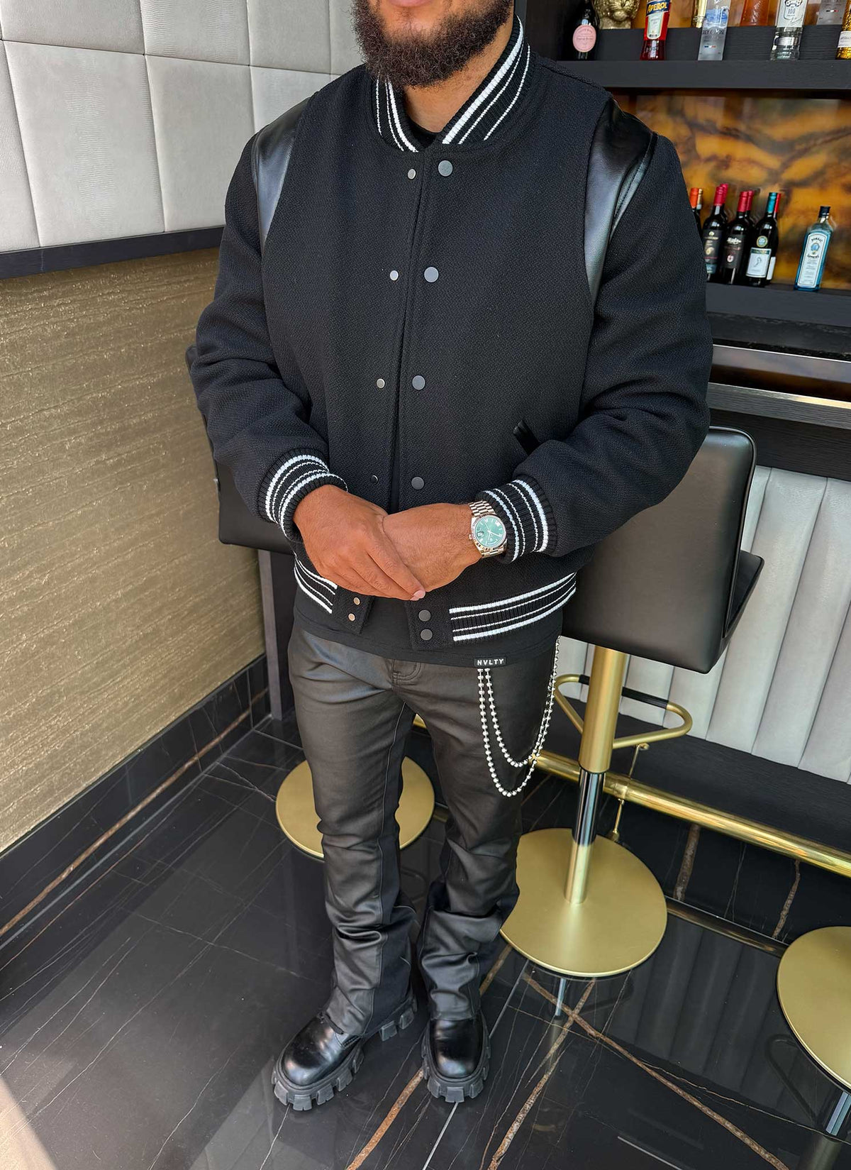 Heavyweight Wool Bomber Jacket - Black